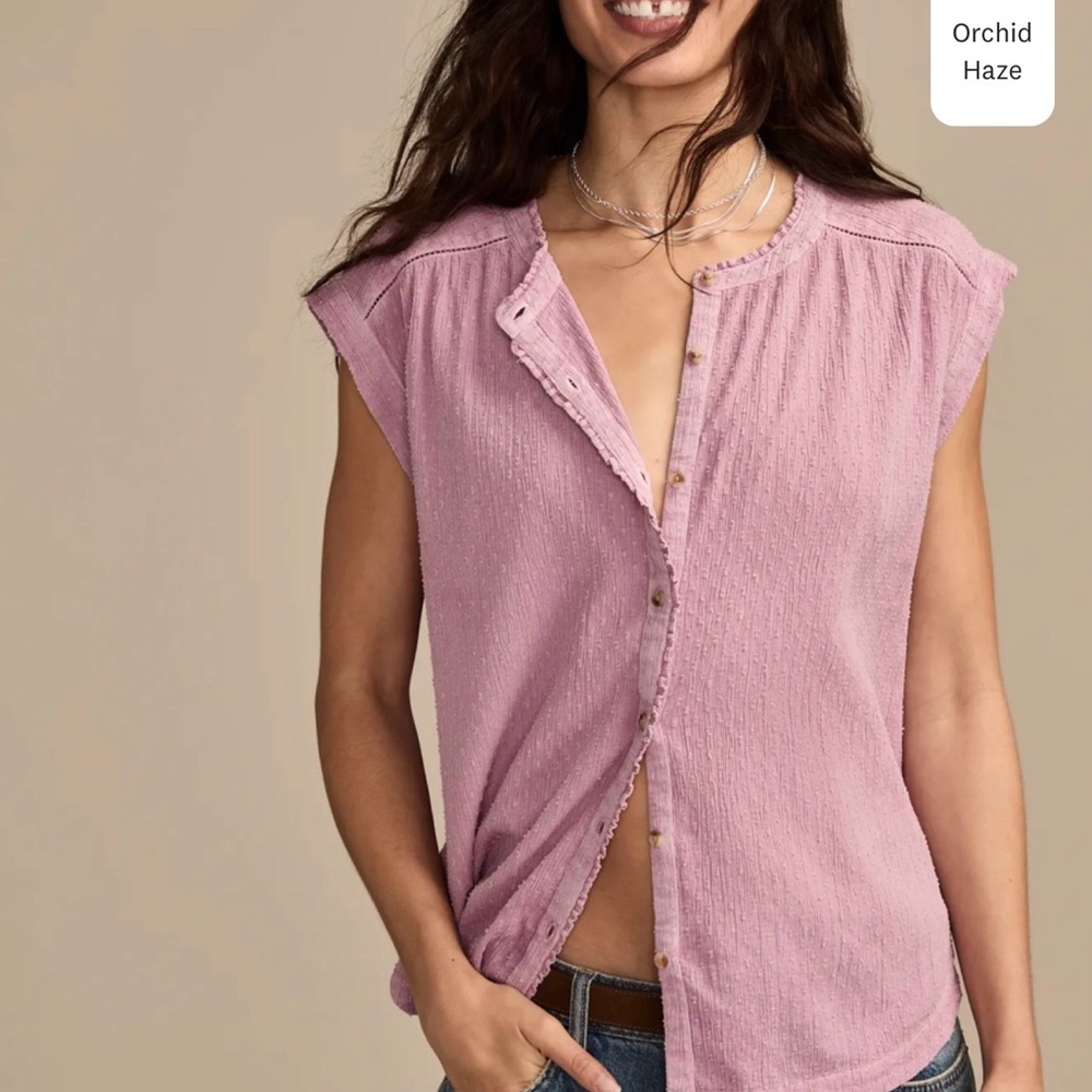 Lucky Brand Jeans Dolman Ruffle Button Down Brand Size Large New With Tags